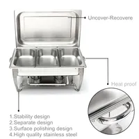 Plat de service rectangulaire pliable 9L en acier inoxydable, design occidental, écologique, pour buffet, chauffe-plat et réchaud de buffet