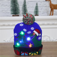 Cappello Natalizio LED Divertente Personalizzato Rosso in Maglia per Bambini e Adulti per la Stagione Invernale