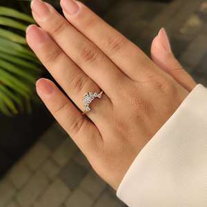 Bague en diamant moissanite style couronne pour femme, en argent sterling 925 plaqué or, bague minimaliste tendance - Product Image 3
