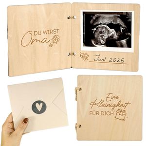 Álbum Conmemorativo de Madera Ecológico Personalizado para Bebés, Marco de Fotos para Ecografía, Anuncios de Embarazo, Nueva Mamá - Product Image 1