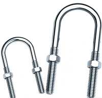Boulon en U carré zingué de grade 4.8 avec plaque de fixation et 2 écrous hexagonaux M6 M8 M10 M12 pour fixation de tuyaux