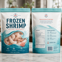 Sacs d'emballage personnalisés en plastique pour aliments surgelés, refermables, à fond plat, avec fermeture éclair, pour fruits de mer et crevettes