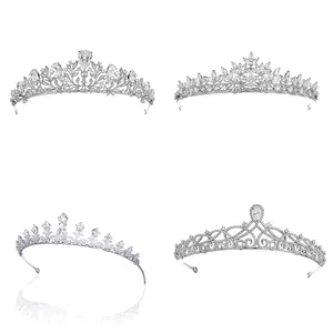 Corona nupcial de alta calidad Zircone Queen Lujo Atmosférico Novia Boda Zircon Boda Tiara Corona