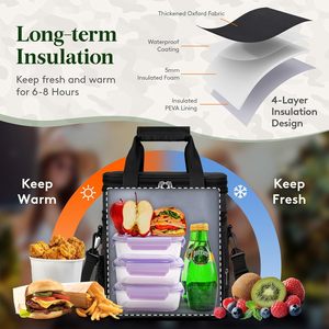 Lifewit 16L nero a due piani tattico Lunch Cooler Box da uomo espandibile a tenuta stagna borsa da lavoro resistente isolante per campeggio