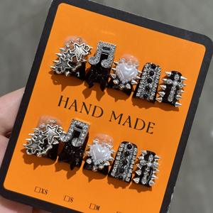 <span class=keywords><strong>Uñas</strong></span> Postizas <span class=keywords><strong>Cortas</strong></span> Estilo Y2K, Acrílicas, Hechas a Mano, <span class=keywords><strong>Decoradas</strong></span> con Flores 3D y Diamantes de Imitación, Reutilizables - Product Image 5