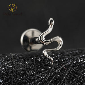 <span class=keywords><strong>Mini</strong></span> Serpiente Helix Tragus Conch, Pendiente Clásico con Rosca Interna, Espalda Plana, Labret, Piercing de Labio, Joyería, 16G - Product Image 4