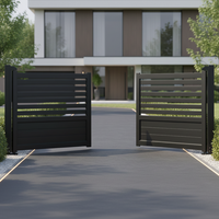 Porte battante en alliage d'aluminium noir personnalisée, 6 pieds, panneau de clôture moderne durable, porte à lattes pour mur de jardin extérieur