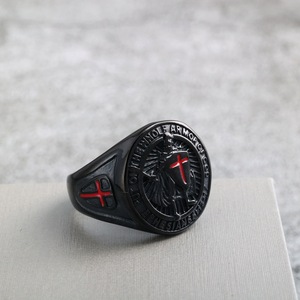yunnique Men's Medieval Templar Knight <b>Ring</b> Stainless Steel Shield Design Hip Hop Style Gift Jewelry - Product Image 4