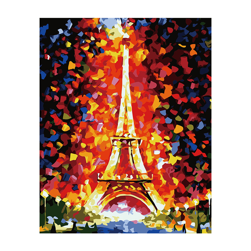 Cuadro Decorativo De La Torre Eiffel En Acuarela Sobre Lienzo Blanco