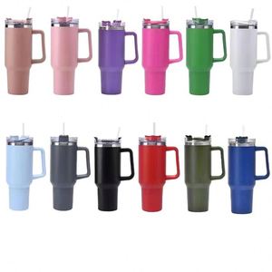 <b>40oz</b> H1.0 <b>Handle</b> Travel Car <b>Tumbler</b> Vacuum Mug Lid Straw Non-Slip Base OEM ODM Custom Color - Product Image 4
