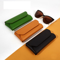 Étui de rangement portable classique pour lunettes, couleur unie, anti-pression et anti-usure, avec housse imperméable en PU, étui à lunettes à pression
