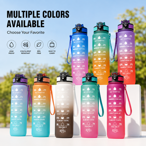 Bouteille d'eau isotherme numérique 1L – Gourde de sport motivante pour la gym – Bouteille d'eau chaude isotherme - Product Image 6