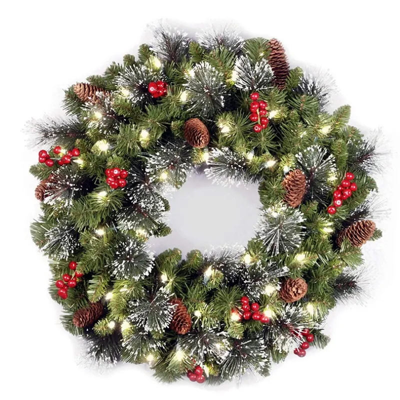 Supplies Wholesale 2021 Rattan Large Artificial Christmas Wreaths For Front Door Decorative Christmas Wreath