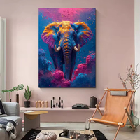 Peintures d'éléphants colorés de vente chaude, affiches d'animaux abstraites et peintures murales décoratives de salon d'art de graffiti d'impression