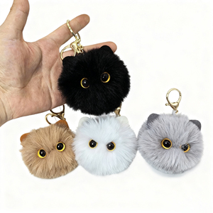 Đáng Yêu 10Cm Bông Sang Trọng Mèo Đầu Keychain Túi Phụ Kiện Xe Móc Chìa Khóa Vòng Treo Trang Trí Búp Bê Nhỏ Bức Tượng - Product Image 1
