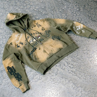 Sudaderas con capucha vintage personalizadas para hombre, estilo oversize, cortas, streetwear, 100% algodón, con gráficos, lavado ácido, bordadas, fabricantes