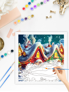 CHENISTORY Navidad pintura por números Kits nieve <span class=keywords><strong>casa</strong></span> dibujo sobre lienzo imagen por números para adultos Diy regalo - Product Image 4