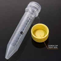 Tube à centrifuger stérile jetable en plastique de 15 ml, série Citron, pour laboratoire, emballé sous sachet scellé, vente en gros