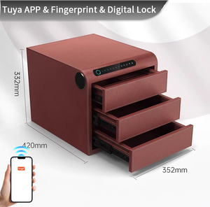 CEQSAFE Coffre-fort intelligent avec WIFI et Bluetooth, application TUYA, 3 tiroirs en cuir de qualité supérieure, rangement sécurisé, boîte de rangement personnalisée avec empreinte digitale - Product Image 4