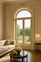 Fenêtre en alliage d'aluminium cintrée de luxe de style européen |   Fenêtre à battant de villa de style victorien en or champagne, certifiée Energy Star