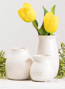 Ceramic Floor Vases Small White Ceramic Vase Set, Rustic White Home Decor, Great for Centerpieces, Kitchen, Office or Living <strong>Roo</strong> - Product Image 4