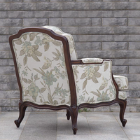 Chaise de luxe American Light Retro Tiger Chair Salon Maison Tissu de coton et de lin Loisirs Canapé simple en bois massif