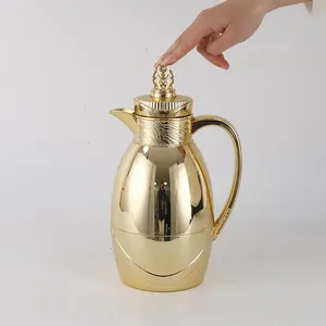 Orta doğu için gıda sınıfı pembe cam kahve demliği 1.0L çaydanlık sürahi Dallah termos Flask