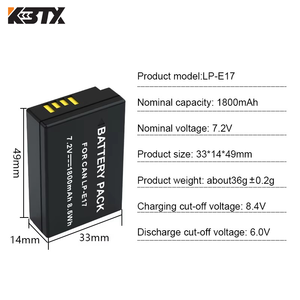 อะไหล่ LP-E17แบตเตอรี่กล้อง Li-ion 7.5Wh 7.2V 1040mAh สำหรับ <span class=keywords><strong>Canon</strong></span> M50 M6 Mark II R50 <span class=keywords><strong>R10</strong></span> 200D กล้อง DSLR แบบไม่มีกระจก850D - Product Image 5