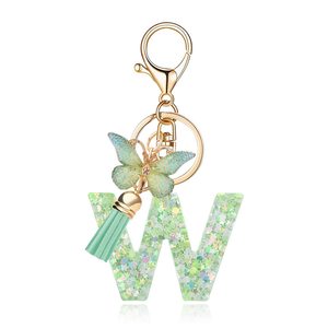 <span class=keywords><strong>Lettre</strong></span> initiale femme voiture <span class=keywords><strong>porte</strong></span>-clés résine métal gland papillon pendentif sac breloque A-Z 26 initiale <span class=keywords><strong>porte</strong></span>-clés pour sacs à main cadeaux - Product Image 3