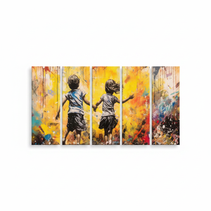 Impression sur toile Running Kids Street Art, Affiche Urban Color Splash, LOT DE 5 TOILES - Product Image 2