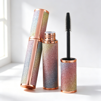 Tube de mascara vide rond arc-en-ciel en gros, emballage cosmétique or rose pour mascara de marque privée