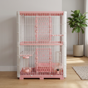 611-M2Y Taiwan Design Retro Animal Pattern Pet Product 3-Layer Easy Setup Plastic Metal Indoor <b>Cat</b>/Pet <b>Cages</b> Button Plastic Tray - Product Image 2