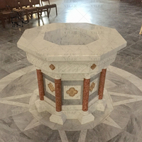 BLVE sculpté à la main religieux chancel décor marbre catholique baptême pierre naturelle Saint église baptême police