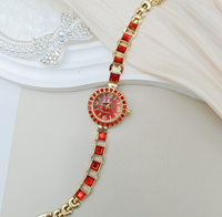 Montre de luxe pour femme avec pierres précieuses colorées, cadran rond en diamant coloré, montre à quartz, bracelet tendance pour femme