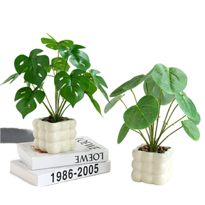 Decoraciones <span class=keywords><strong>de</strong></span> Escritorio para Sala <span class=keywords><strong>de</strong></span> Estar u Oficina, Plantas Artificiales en Maceta <span class=keywords><strong>de</strong></span> Seda Estilo Europeo Hechas a Mano, Flores Artificiales Realistas, Pequeñas y Verdes - Product Image 1