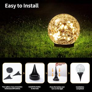 <span class=keywords><strong>Bola</strong></span> de cristal agrietada para jardín, luces solares impermeables, luces de globo solares para exteriores, bolas solares para exteriores - Product Image 3