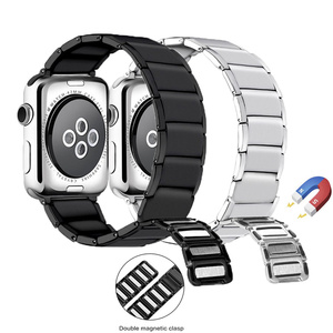 Correa magnética de acero inoxidable para <span class=keywords><strong>Apple</strong></span> <span class=keywords><strong>Watch</strong></span> 49mm 46mm 45mm 44mm 42mm para hombre - Product Image 1
