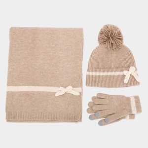 Conjunto de Gorro, Bufanda y Guantes de Punto para Mujer, Diseño de Lazo, a la Moda, Cálido y Bonito, Invierno 2024 - Product Image 2