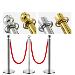 Poste de conserje dorado con cuerda de terciopelo de 1,5 metros y Cuerda de cáñamo Poste de conserje de acero inoxidable - Product Image 6