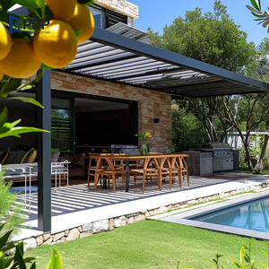 Pergola bioclimatique en aluminium avec toit à lames orientables, imperméable, pour protection contre la neige, idéale pour l'extérieur - Product Image 3