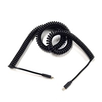 Cable de Extensión Retráctil en Espiral USB Tipo C Macho a Macho con Revestimiento de Goma para Uso Industrial