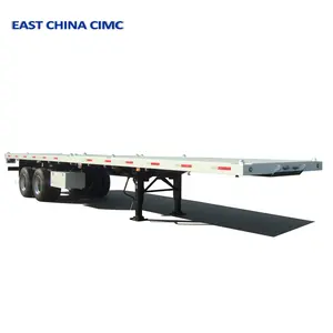 3 trục 12 bánh xe 20 ft xe tải phẳng Trailer với Dolly liên kết cho vận chuyển container