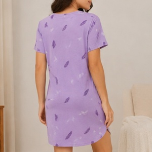 Camisón <span class=keywords><strong>de</strong></span> <span class=keywords><strong>Verano</strong></span> con Estampado, Vestido Tipo Camiseta para Mujer, Ropa <span class=keywords><strong>de</strong></span> Dormir Elegante, Ecológica, Holgada e Informal - Product Image 4