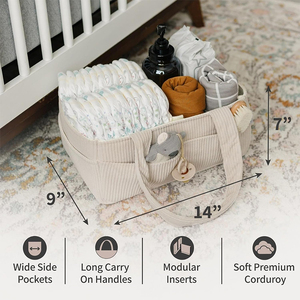 U822, panier de rangement pour bébé en velours côtelé, organisateur de couches pour nouveau-né - Product Image 2