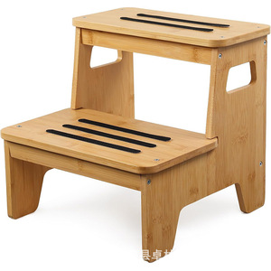 Taburete de cocina multifuncional de dos niveles para educación temprana transfronteriza, con lavabo para bebé, de madera maciza, con peldaños altos y bajos. - Product Image 1