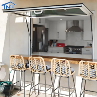 Fenêtre pliante à vérin à gaz en aluminium, design moderne et simple, cadre ultra-fin, isolation thermique, cuisine extérieure, rabattable