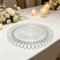 Assiettes de présentation en verre transparent de 27 cm en forme de fleur, motif soleil gaufré, pour mariage, banquet et restauration - Vente en gros