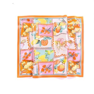 Pañuelo Cuadrado con Estampado de Naranjas y Limones 70x70cm, Poliéster, Accesorio de Moda Primavera-Verano para Mujer - Product Image 1