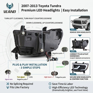 ไฟหน้ารถยนต์ VLAND ชุดไฟหน้า LED สำหรับ Toyota <span class=keywords><strong>Tundra</strong></span> ปี 2007 2008 2009 2010 2011 <span class=keywords><strong>2012</strong></span> 2013 - Product Image 4