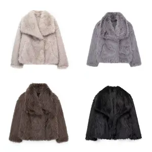 Großhandel Winter plus Größe benutzer definierte warme kurz geschnittene Frauen Kunst pelz Mantel kurze Jacke Damen mäntel